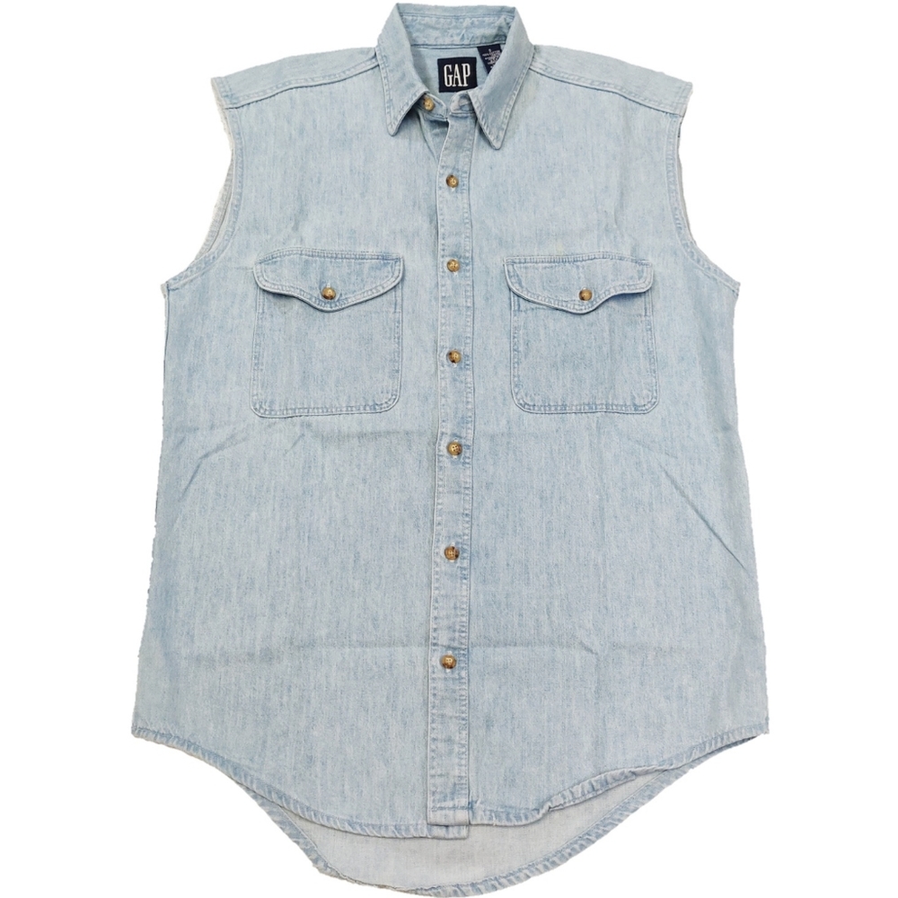 Vintage Women's GAP Sleeveless Denim Shirt Size M